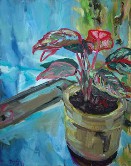 Potted plant on palette Oil
