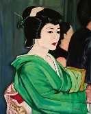 Geisha in Kyoto (watching a parade) Oil
