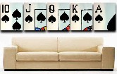5 PANEL ROYAL FLUSH OF SPADES  - Similar paintings can be re-created upon request. Please contact me for details. Thank you. Acrylic