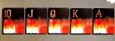 FLAMING ROYAL FLUSH OF HEARTS  - Similar paintings can be re-created upon request. Please contact me for details. Thank you. Acrylic