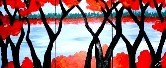 Red Trees by the lake (close up) Acrylic