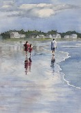 Walking on Jenness Beach Watercolor