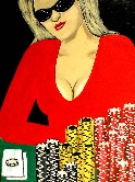 NEW LADY IN RED POKER PLAYER Acrylic