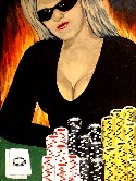 NEW LADY IN BLACK POKER PLAYER Acrylic
