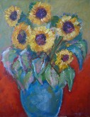 Sunflower with red background Oil