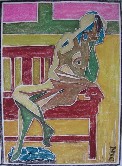 Sitting Nude Linocut