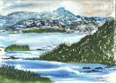 18 Lake and Mountains  theme Watercolor
