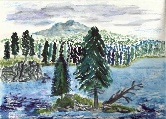 Lake and Mountains #29 Watercolor