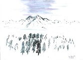 Winter Alpine Theme #52 Watercolor