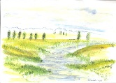 Waterway in the Plains #77 Watercolor