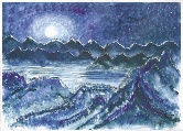 Moonlit Mountains #80 Watercolor