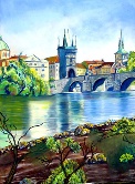 Prague, Charles Bridge Pastel