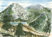 93, Mountains and Lake Watercolor