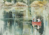 Red Canoe II Watercolor