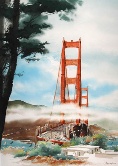 Golden Gate from Presidio Watercolor