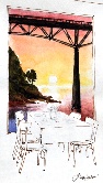 Sunset at Noyo River Watercolor