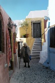 Lady with Cane - Santorini Photography, Color