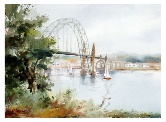 Yaquina Bay Bridge, Newport Oregon Watercolor
