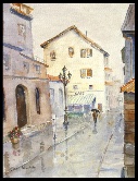 Rainy Day in Lucca Watercolor