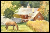 Horse Barn Watercolor