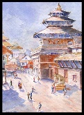 Bhagwati Temple Watercolor