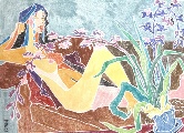 Nude with Orchid, Impression 2 Linocut