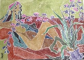 Nude with Orchid, Impression #4 Linocut