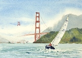 Sailing by the Gate Watercolor