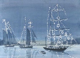 Tall Ships Lighted Yacht Parade Watercolor