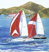 Sailing to Avalon Watercolor