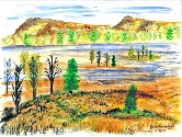 123 Field and Water Watercolor