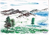 136 Fields and Hills Watercolor