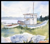 Tomales Bay Boats Watercolor