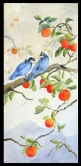 Bluebirds and Persimmons Watercolor