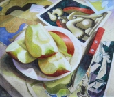 QUARTERED APPLE AND CUBIST PAINTINGS