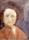 182 Rendition of Rembrandt's self portrait Watercolor