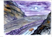 226 Zooming through the Mountains Watercolor