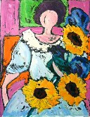 Madame Matisse with Sun Flowers Monotype