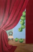 Green Apples in the House with Red Walls