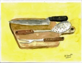 Mesart #290 Kitchen utensils 9/8/2013 Watercolor