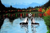 TWO ORCA WHALES PLAYING SOCCER Acrylic