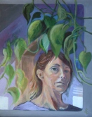 Self Portrait with Leaves Acrylic