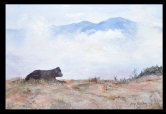 Cow Contemplates Mt. Diablo Watercolor