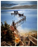 Old Chinese Fishing Shack Watercolor