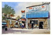 Phil's Fish Market, Moose Landing Watercolor
