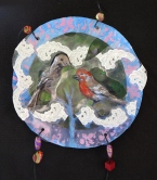 Two Finches plate Mixed Media