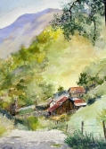 Borges Ranch from Trail Watercolor