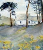 Cottage by the Sea Watercolor