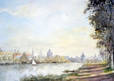 Prague Riverfront Watercolor