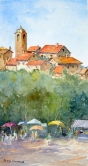 Hill Town Market Watercolor